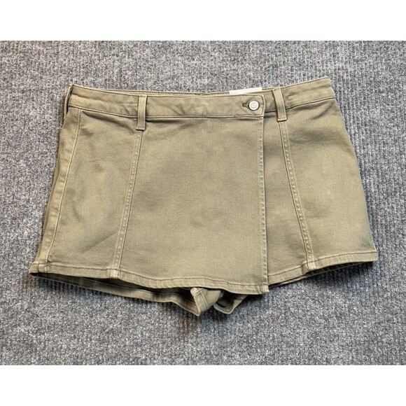 SO Wrap Denim High Rise Skort Junior Size 17 Green Casual Shorts Pockets 33W NEW - Picture 1 of 10